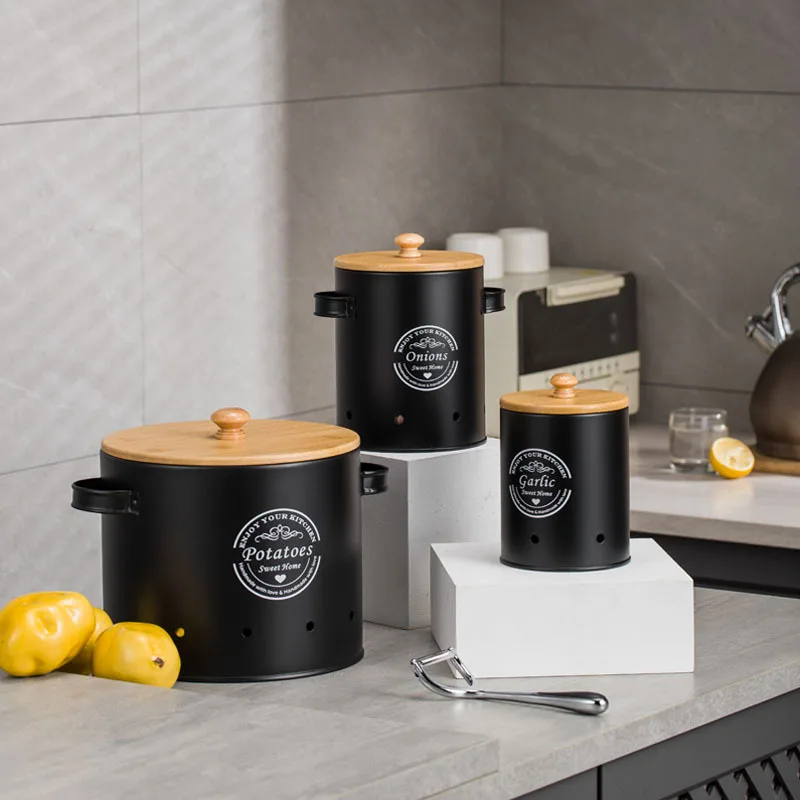 Food Storage Jar Set - 3'lü Metal Saklama Kabı Seti, Patates