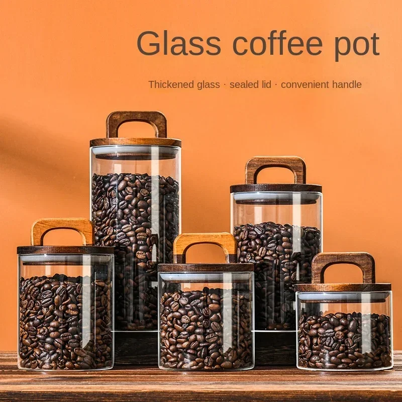 Food Storage Glass Container Set - 800-2100 ml Ahşap Kapaklı Cam Kavanoz