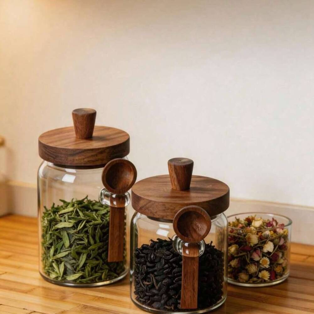 Food Storage Set Glass - 3 Parçalı Set Şeffaf Cam Kavanozlar,