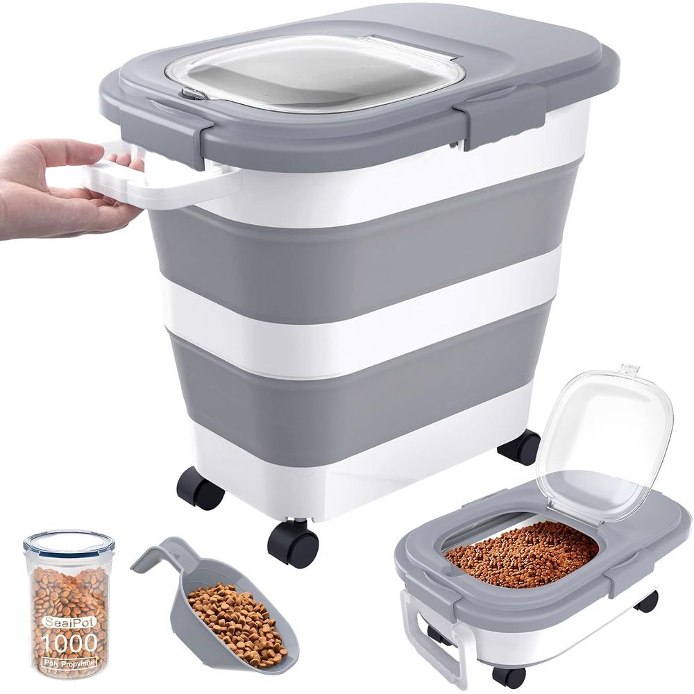 Food Storage With Wheels - Hava Geçirmez Köpek Maması Saklama Kabı,
