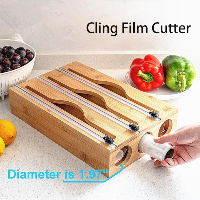 Food Storage Cabinet For Kitchen - 3'ü 1 Arada Bambu Folyo Kesme
