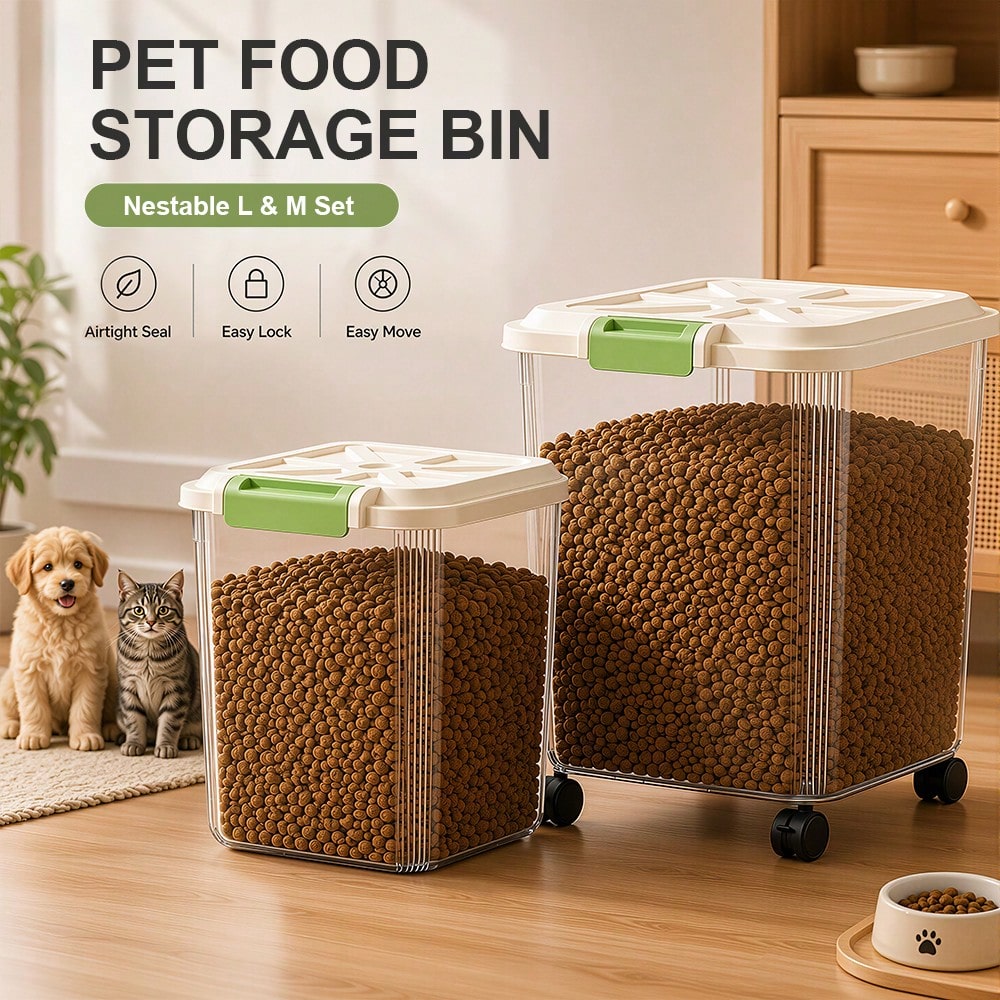 Food Storage With Wheels - 2 Adet Büyük ve Orta Boy