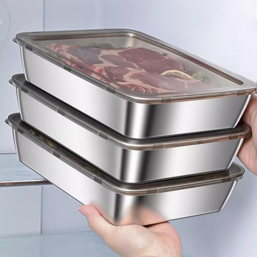 Food Storage Meal Prep - Gıda Sınıfı Paslanmaz Çelik Kapaklı Servis