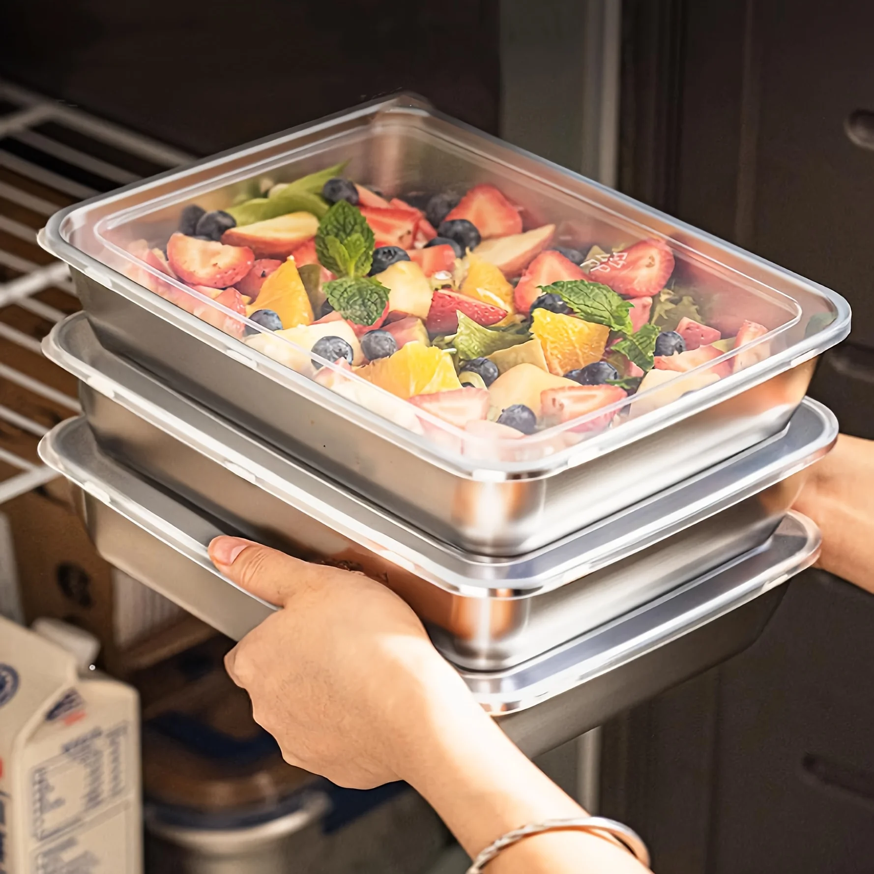 Food Storage Lunch Box - 3 adet Paslanmaz Çelik Gıda Saklama