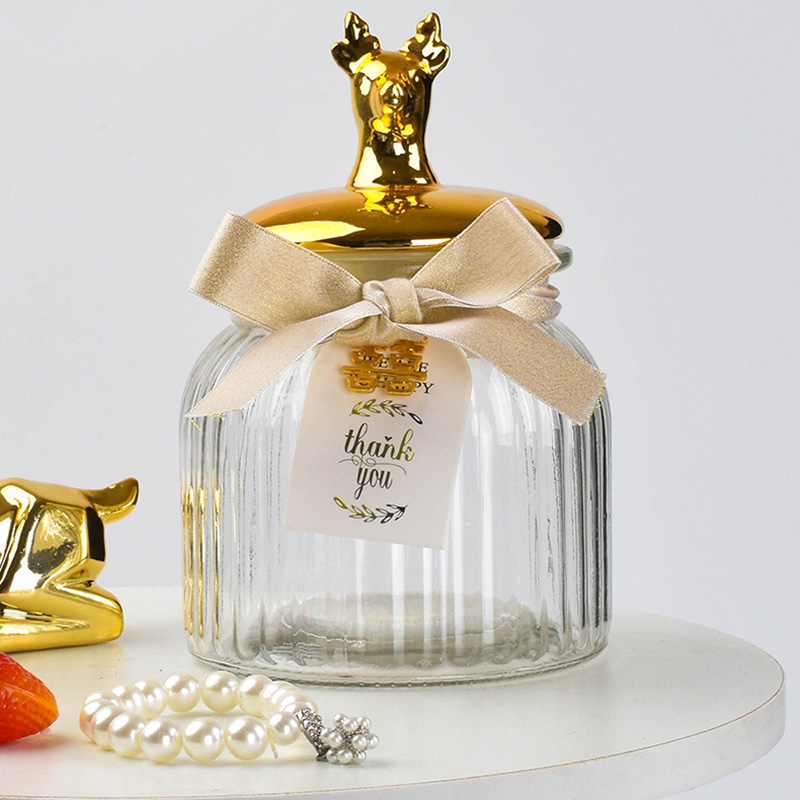Food Storage Glass Container Set - Kapaklı Bling Elmas Şeffaf Cam Saklama