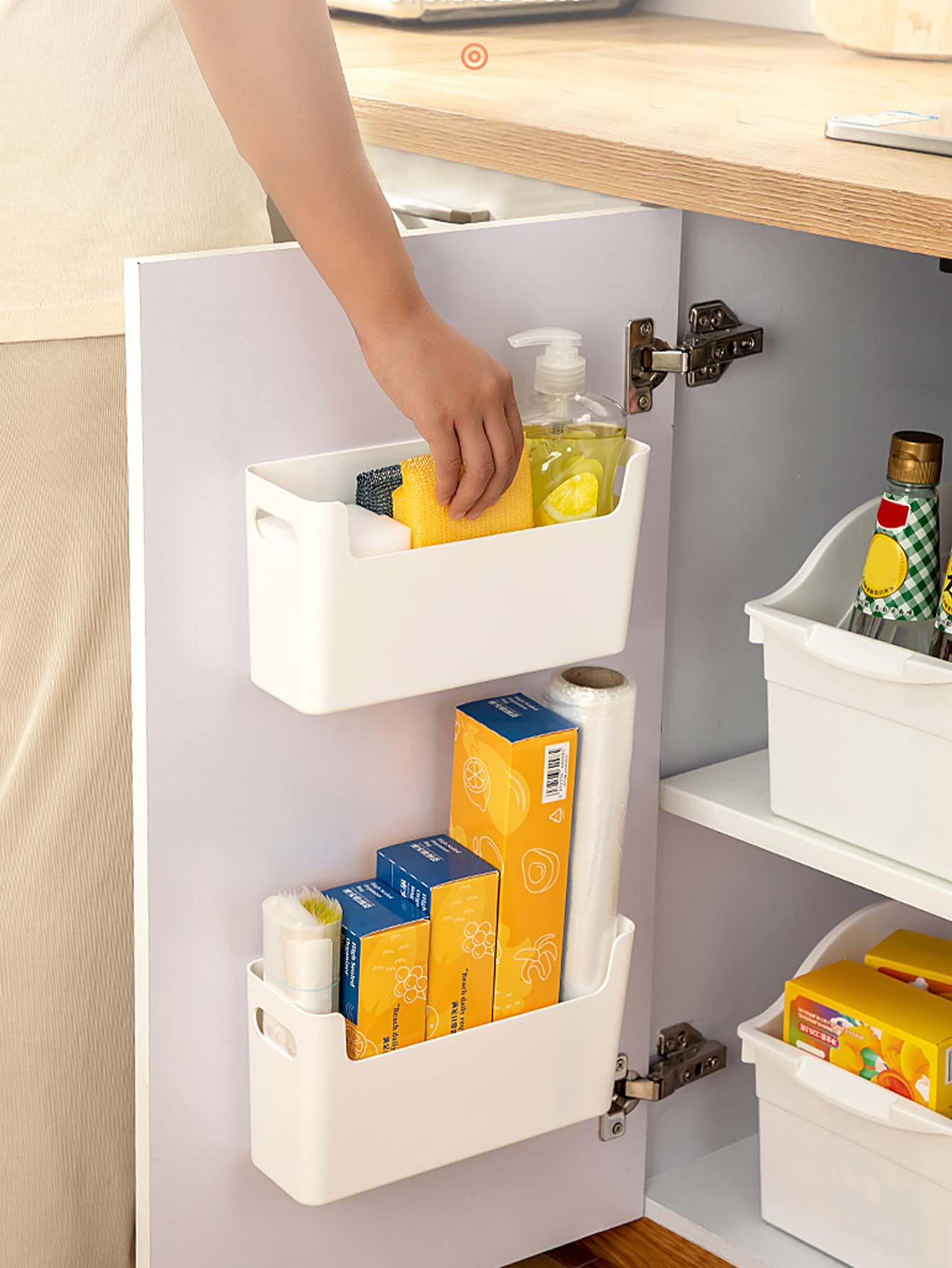 Food Storage Cabinet For Kitchen - Delme Gerektirmeyen Dolap Kapısı Düzenleyici Plastik