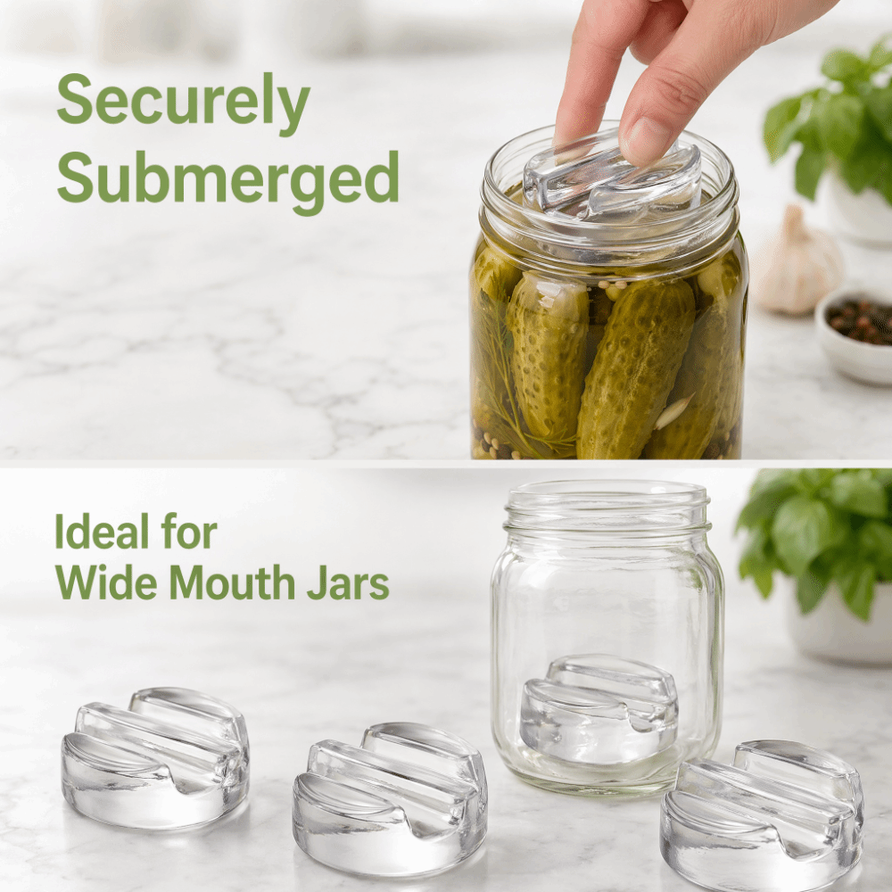 Mason Jar Wide Mouth - Fermente Edilmiş Cam Ağırlıklar Saplı Geniş