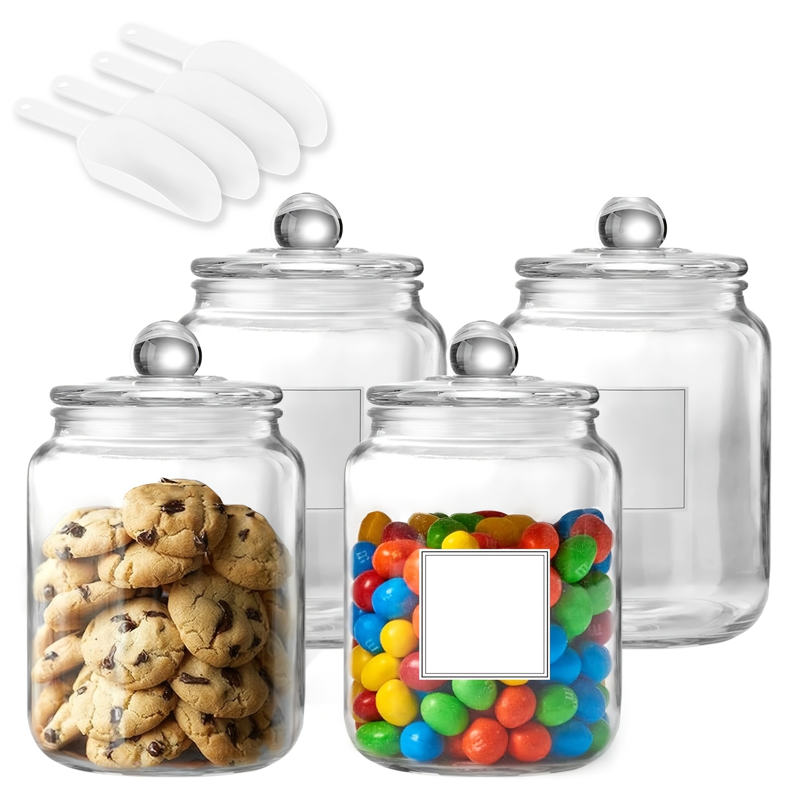 Glass Food Storage Xl - Yarım Galonluk Büyük Cam Kavanozlar, Kapaklı,