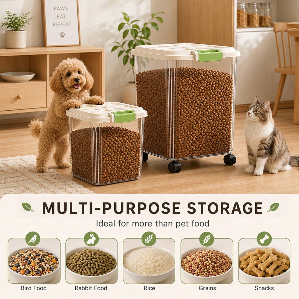 2 Adet Büyük ve Orta Boy Evcil - Food Storage With Wheels incelemesi ve fiyatı