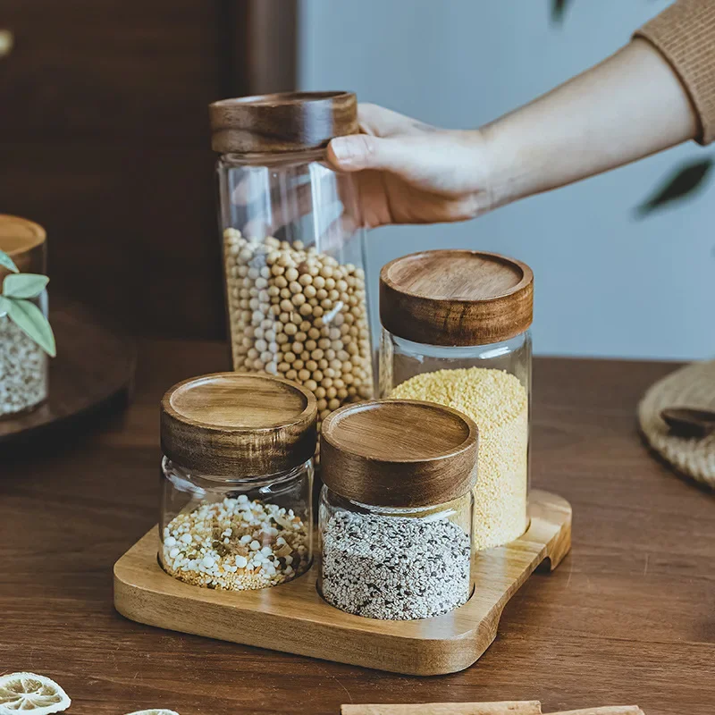 Ahşap kapak Orgnizer cam hava  - Food Storage Set Glass incelemesi ve fiyatı