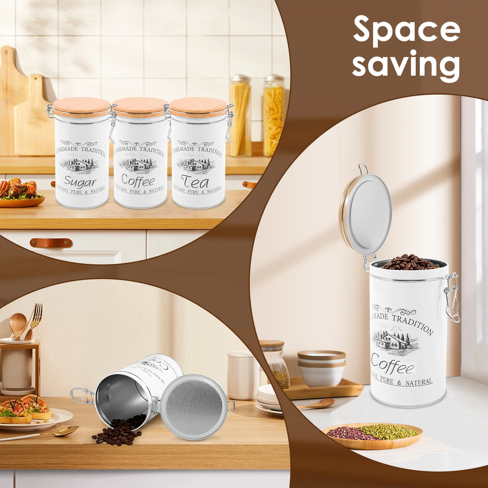 3 adet/takım çay kahve şeker k - Food Storage Jar Set incelemesi ve fiyatı