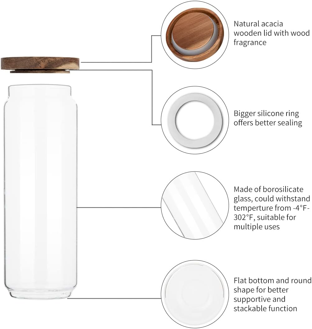 4'lü Paket 34 OZ Ahşap Kapaklı - Food Storage Set Glass incelemesi ve fiyatı